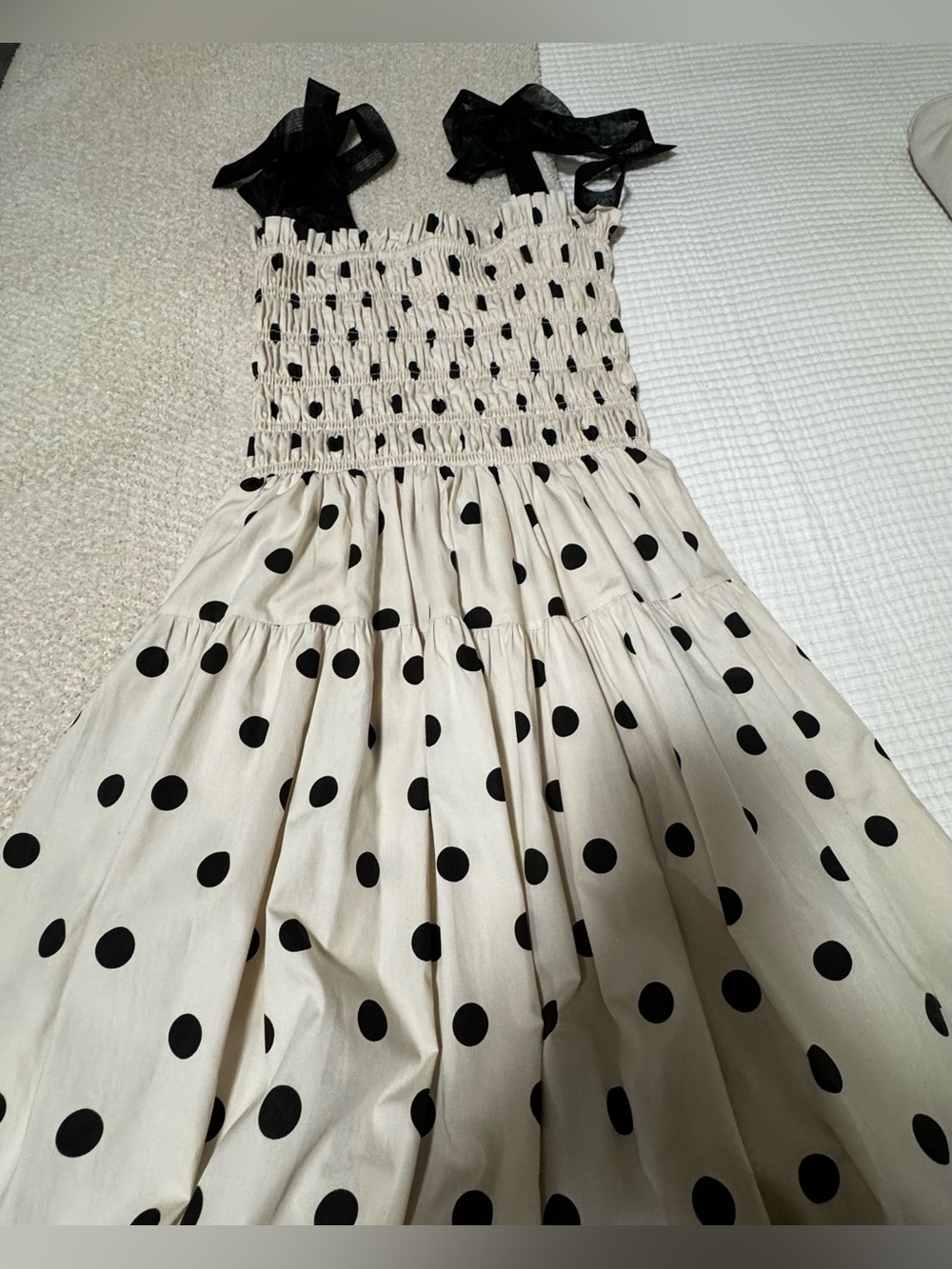 En Saison | Cream with Black Polka Dots Dress - Picture 2 of 5